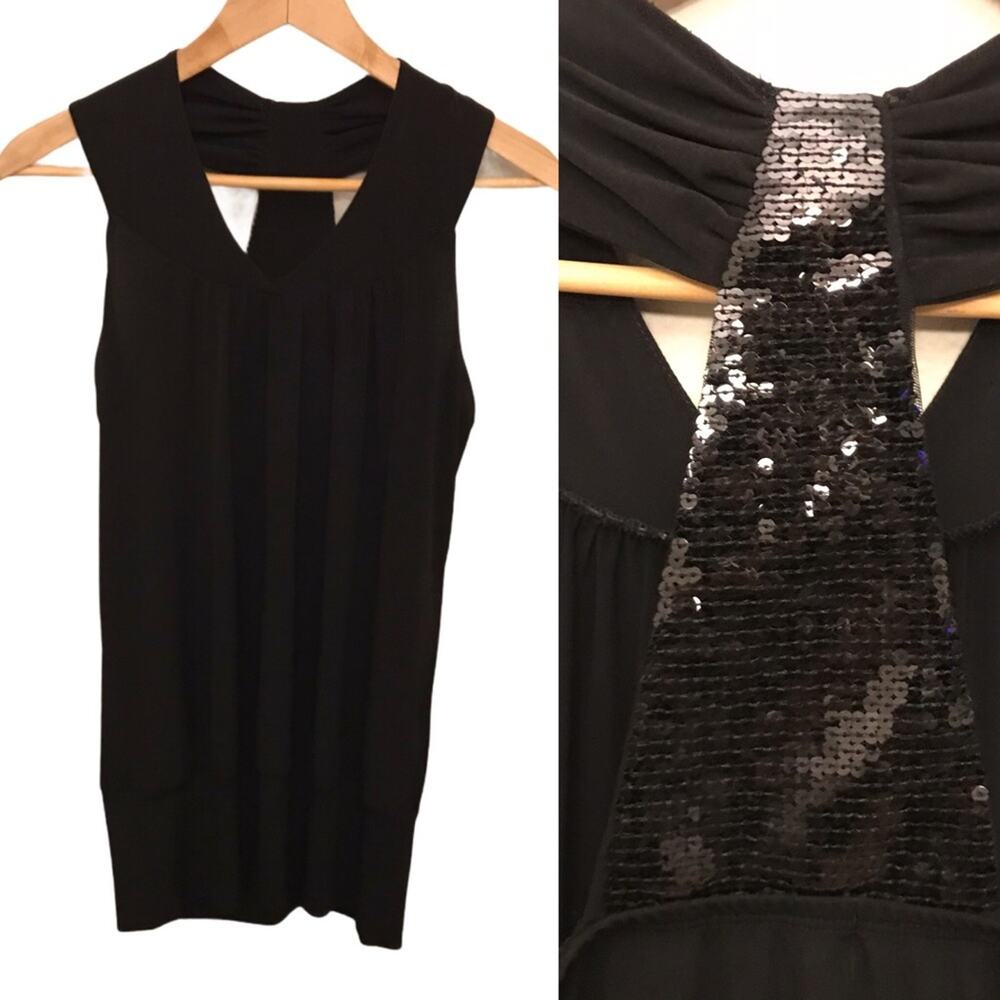 Forever 21 Sequin Black Tank Blouse Small Vintage Fairy Goth